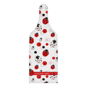 Simple Red, Black & White Ladybug Pattern Cutting Board