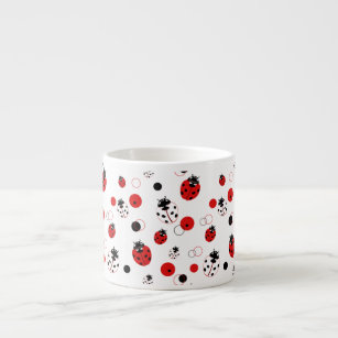 Simple Red, Black & White Ladybug Pattern Espresso Cup
