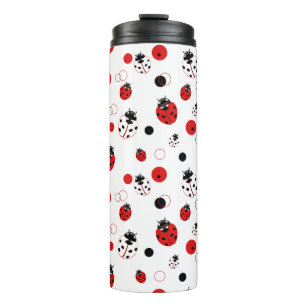 Simple Red, Black & White Ladybug Pattern Thermal Tumbler