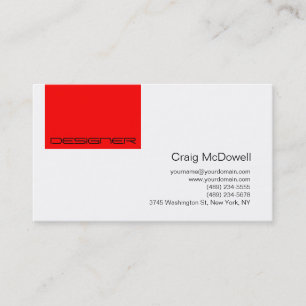 Simple Red Black White Monogram Business Card