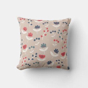 Simple Red Blue Floral Country Stylish Farmhouse Cushion