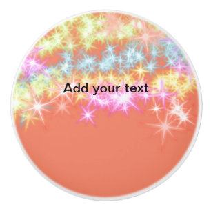 Simple red blue green sparkle stars add your text ceramic knob
