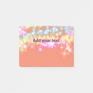 Simple red blue green sparkle stars add your text post-it notes
