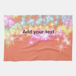 Simple red blue green sparkle stars add your text tea towel
