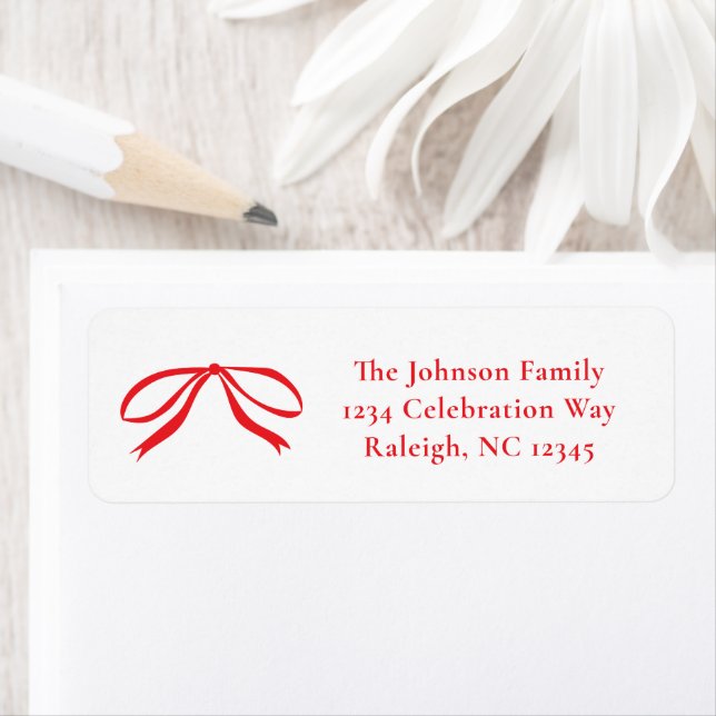 Simple Red Bow Christmas Return Address (Insitu)