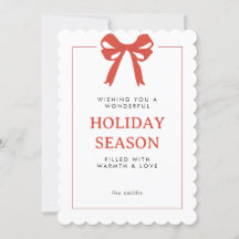 Simple Red Bow Holiday Card