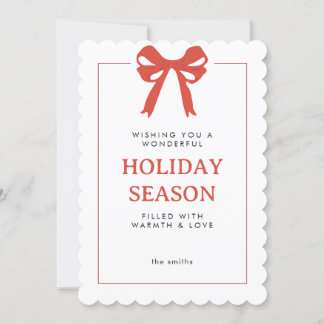 Simple Red Bow Holiday Card