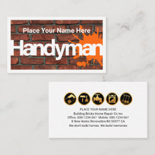 Simple Red Brick Wall Handyman Border Business Card