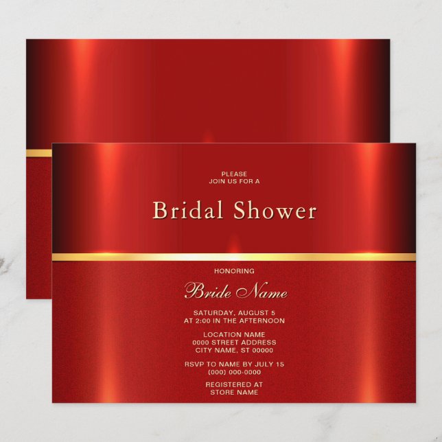 Simple Red Bridal Shower Invitation (Front/Back)