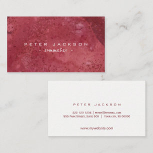 Simple red burgundy watercolor sommelier business card