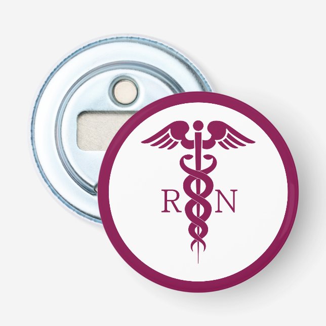 Simple Red Caduceus Nurse Medical Symbol Bottle Opener (Front)