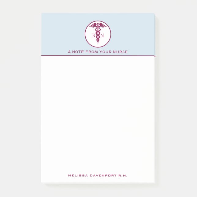 Simple Red Caduceus Nurse Medical Symbol Post-it Notes (Front)