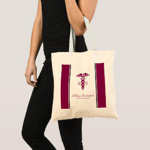 Simple Red Caduceus Nurse Medical Symbol Tote Bag