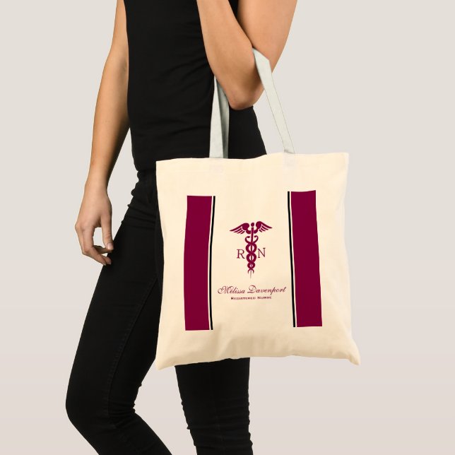 Simple Red Caduceus Nurse Medical Symbol Tote Bag (Front (Product))