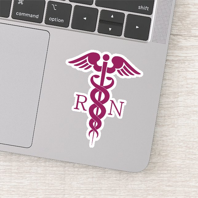 Simple Red Caduceus Registered Nurse RN Symbol (Detail)