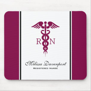Simple Red Caduceus Registered Nurse RN Symbol Mouse Mat