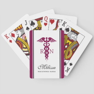 Simple Red Caduceus Registered Nurse RN Symbol Playing Cards