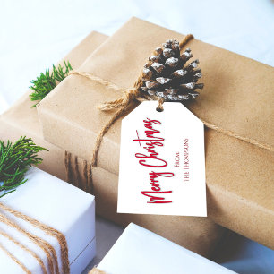 Simple Red Christmas Calligraphy Script Holiday  Gift Tags