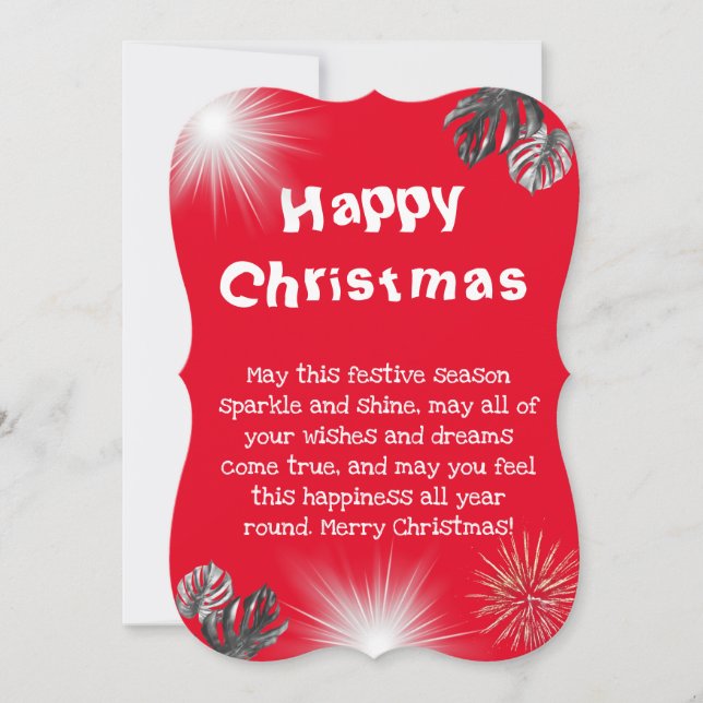 Simple red Christmas family greetings card (Front)