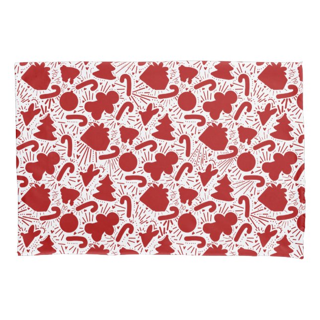 Simple Red Christmas Pattern Pillowcase (Front)