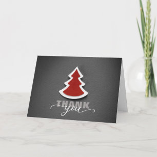 Simple Red Christmas Tree THANK YOU Holiday Card