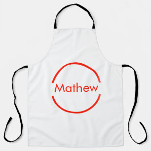 simple red circle add your name letter text apron