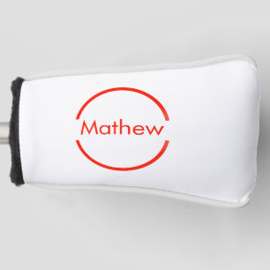 simple red circle add your name letter text golf head cover