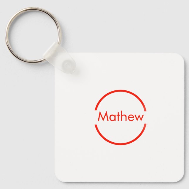simple red circle add your name letter text key ring (Front)