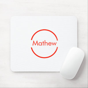 simple red circle add your name letter text mouse mat