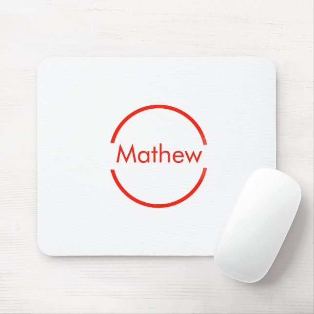 simple red circle add your name letter text mouse mat (With Mouse)