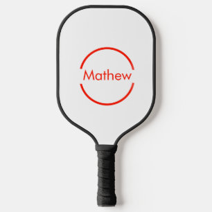 simple red circle add your name letter text pickleball paddle