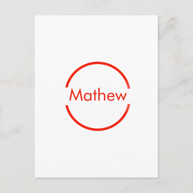 simple red circle add your name letter text postcard (Front)