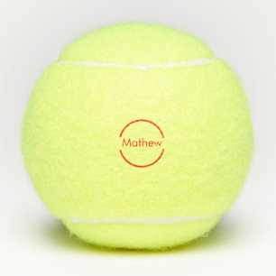 simple red circle add your name letter text tennis balls
