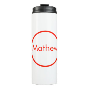 simple red circle add your name letter text thermal tumbler