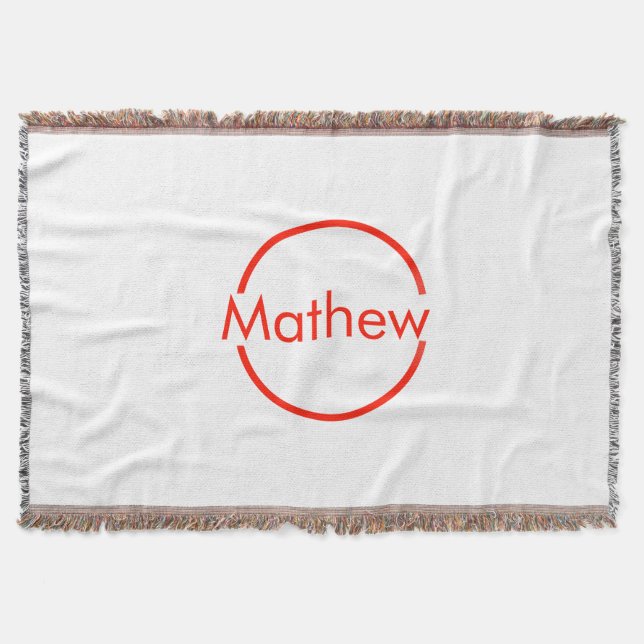 simple red circle add your name letter text throw blanket (Front)