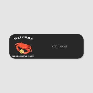 Simple Red crab corn seafood Restaurant logo name Tag