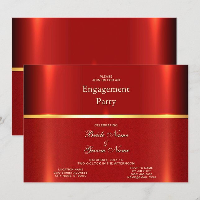 Simple Red Engagement Invitation (Front/Back)