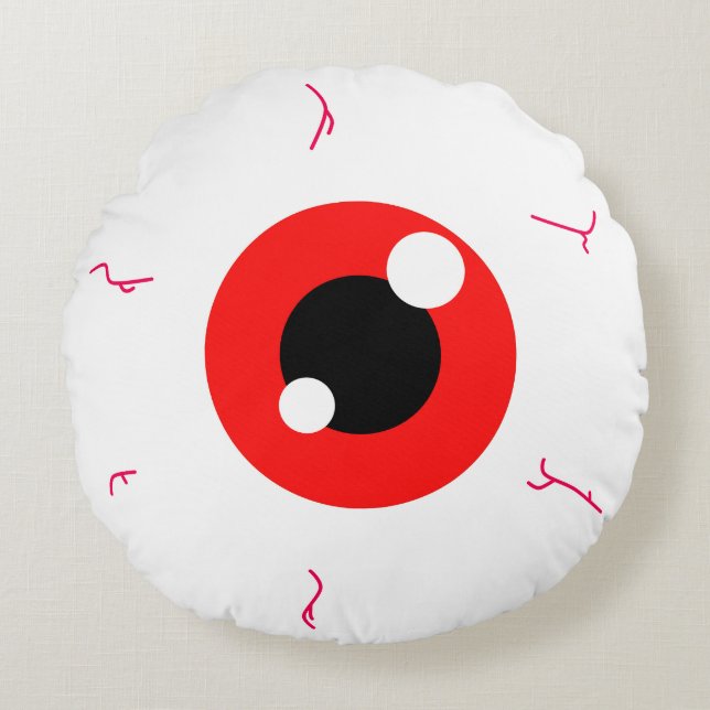 Simple Red Eyeball Round Cushion (Front)