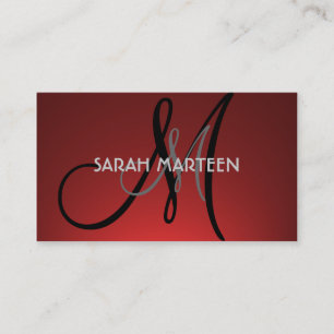 Simple red fade custom monogram cards