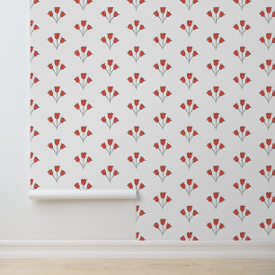 Simple red flowers pattern wallpaper