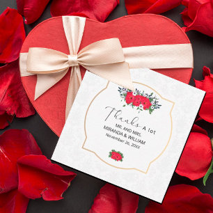 Simple Red Flowers Thank You Card
