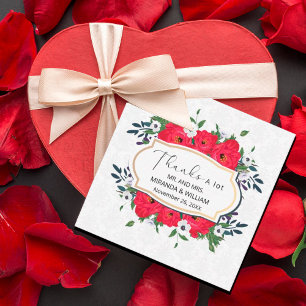 Simple Red Flowers Thank You Card