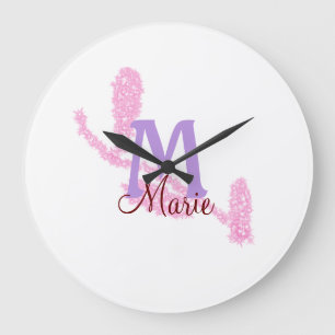 Simple red glitter monogram add your name letter c large clock