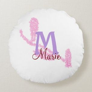 Simple red glitter monogram add your name letter c round cushion