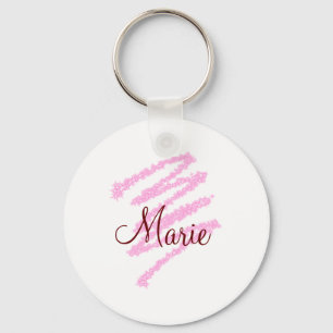 Simple red glitter sparkle add name monogram girly key ring
