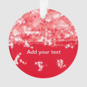 Simple red glitter sparkle stars add your text c t ornament