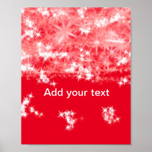 Simple red glitter sparkle stars add your text c t poster