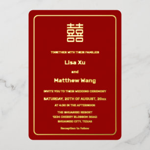 Simple Red Gold Chinese Wedding