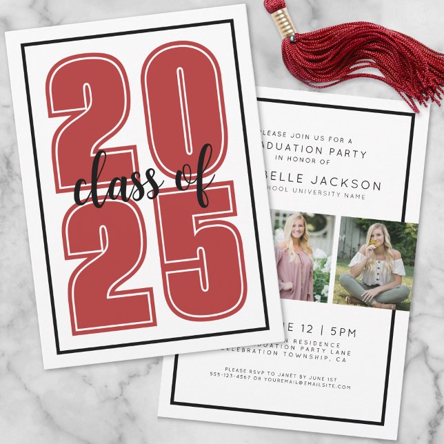 Simple Red Graduate Photo Graduation Invitation (Simple Red Graduate Photo Graduation Invitation )