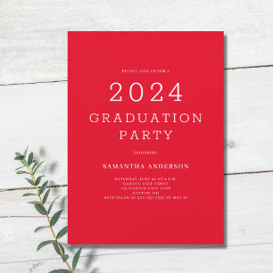 Simple Red Graduation Party  Invitation